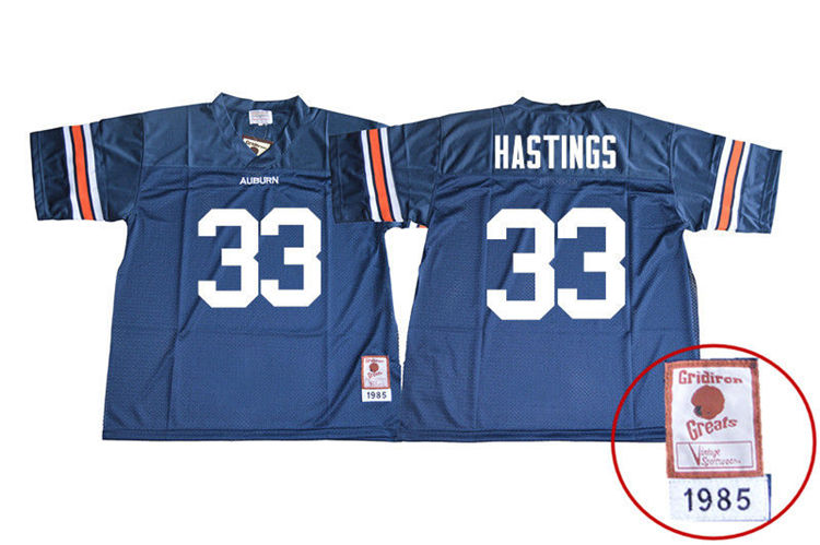 Auburn Tigers Men's Will Hastings #33 Navy Stitched College 1985 Throwback NCAA Authentic Football Jersey LJR1774LK